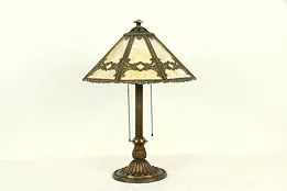 Bradley & Hubbard Antique Lamp, Stained Glass 8 Panel Shade #31958