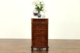 French Antique Nightstand or Double Pot Cupboard, Marble Top #31257