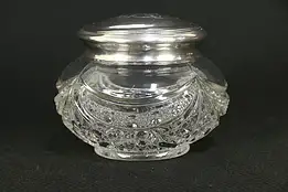 Victorian Sterling Silver & Pattern Glass Antique Boudoir Jar, Mono #32047