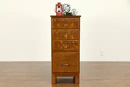 Oak Antique Stacking 4 Drawer Office or Library File Cabinet  #30855