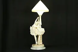 Alabaster & Marble Ballet Dancers Statue Antique Sculpture Lamp B. Errico #34447