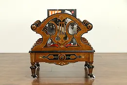 Victorian Antique Carved Walnut Canterbury Music Caddy or Magazine Rack #32332