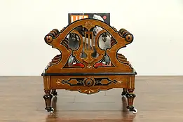 Victorian Antique Carved Walnut Canterbury Music Caddy or Magazine Rack #32332