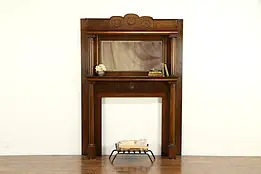 Victorian Oak Antique Architectural Salvage Fireplace Mantel & MIrror #32493