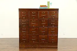 Oak Antique 16 Drawer Stacking File or Collector Cabinet, Shaw Walker #32604