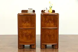 Pair of Midcentury Modern 1940's Vintage Walnut Nightstands  #32607