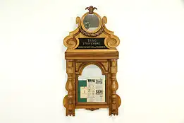 Oak Antique French Bulletin Board Architectural Salvage, 1846 Men's Club #32649