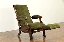 Victorian Eastlake Antique 1880 Walnut Recliner Chair, Hartley Chicago #32752