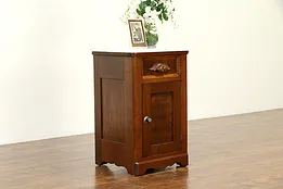 Victorian Antique Walnut Nightstand, End Table or Pedestal, Marble Top #32925