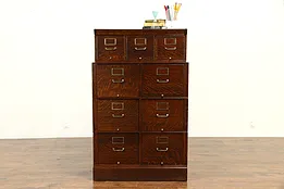Oak Antique Stacking 9 Drawer Collector File Cabinet,  Pat. 1906 Amberg  #32943