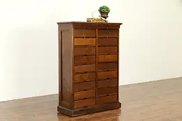 Victorian Walnut Antique 18 Drawer Amberg Pat. File Cabinet #32988