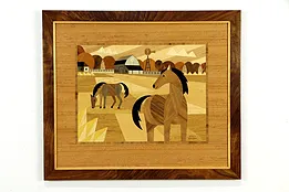 Horse Farm in Original Marquetry, Custom Exotic Frame, Bruce Bodden #33134