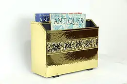 Hammered Brass English Magazine Rack, Music Caddy  #33256