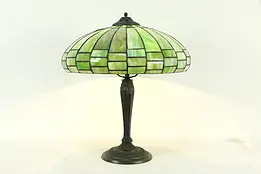 Leaded Curved Stained Glass Shade Antique Lamp #33270