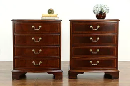 Pair of Bowfront Mahogany Vintage Chests or Nightstands, Ethan Allen #33211