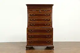 Traditional Banded Mahogany Highboy Chest on Chest  #33304