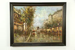Paris Street Scene Original Vintage Oil Painting, Sandro G #33332