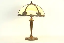 Lamp with Curved Stained Glass Panels, 1915 Antique #33369