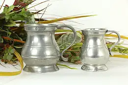 Victorian English Pewter Pair of Mugs or Tankards, Royal Stamps #33442