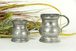 Victorian English Pewter Pair of Mugs or Tankards, Royal Stamps  #33443