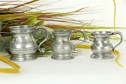 Victorian English Pewter Set of 3 Mugs or Tankards, Royal Stamps #33444