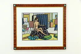 Nude in Studio Original Oil Pastel, Custom Frame, Bruce Bodden #33525