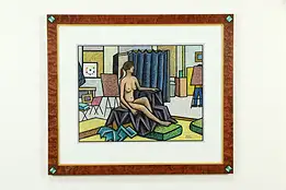 Nude in Studio Original Oil Pastel, Custom Frame, Bruce Bodden #33525