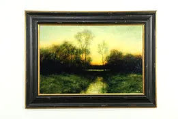 Last Light Pond at Sunset Vintage Giclee Painted Print, Signed R Cook 46" #33543