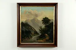 Victorian Mountain Cabin Antique Original Oil Painting Sperry 29" #33544