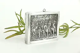 Knights in Armor 999 Miniature Silver Plaque, Signed Henryk Vinograd  #33552