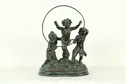 Bronze Sculpture Vintage Statue of 3 Children or Putti Maitland Smith #33572