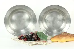 Pair of Antique Pewter Bowls or Soup Plates London & German Marks B #34016