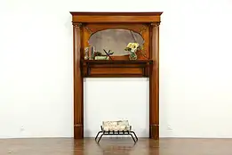 Victorian Antique Architectural Salvage Fireplace Mantel Columns & Mirror #34135