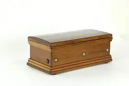 Walnut Casket Cigarette Dispenser, Funeral March Music Box  #33707