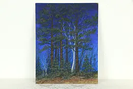 Blue Sky & Trees, Unframed Original Oil Painting, Signed 18" #33802