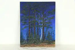 Blue Sky & Trees, Unframed Original Oil Painting, Signed 18" #33802