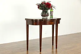Hepplewhite Style Vintage Mahogany Hall Console, Flips Open to Game Table #34092