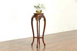 Carved Chinese Rosewood Vintage Plant Stand or Sculpture Pedestal, Marble #34348