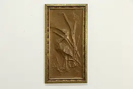 Copper Antique Arts & Crafts Hand Hammered Plaque of Cranes 33" #34321