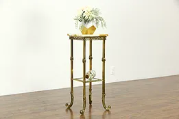 Victorian Antique Brass & Onyx Sculpture Pedestal or Plant Stand #34442