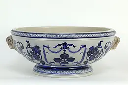 Stoneware Cobalt Blue Antique German Punch Bowl Centerpiece, ASF #34577