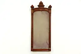 Victorian Eastlake Antique Walnut & Burl Hall Mirror #34640