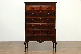 Traditional Georgian Style Mahogany Antique Highboy Tall Chest, Berkey #34684