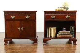 Traditional Mahogany Vintage Pair of Nightstands or End Tables, Baker #34856