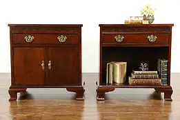 Traditional Mahogany Vintage Pair of Nightstands or End Tables, Baker #34856