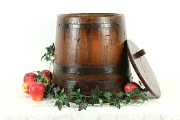 Country Pine Kitchen Pantry Antique 10" Firken or Sugar Bucket, Lid #34895