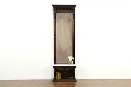 Victorian Eastlake Antique Walnut Pier or Hall Mirror, Marble Shelf #33928