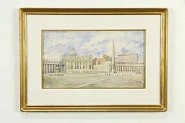 St Peter Basilica in Rome Original Watercolor Painting, 2006 Signed 23" #34916