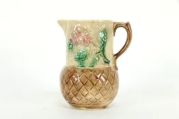 Victorian Antique Majolica Hand Painted Pitcher #35267