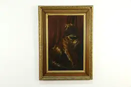 Victorian Antique Original Large Oil Painting Portrait of Mastiff Dog 56" #35189